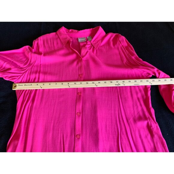 Chicos Womens Button-Down Fuchsia Long Sleeve Blouse Size 2 Rayon - Picture 7 of 11